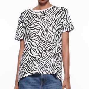 Zara Zebra Animal Print T Shirt Women's Tee Size Small